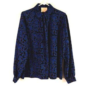 Vintage Country Sophisticates by Pendleton Blue Floral Blouse size 14